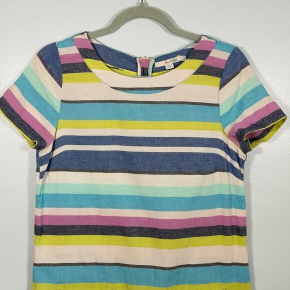 Boden 100% Cotton Multi Striped Shift Summer Dress Womens 10 - Picture 3 of 8